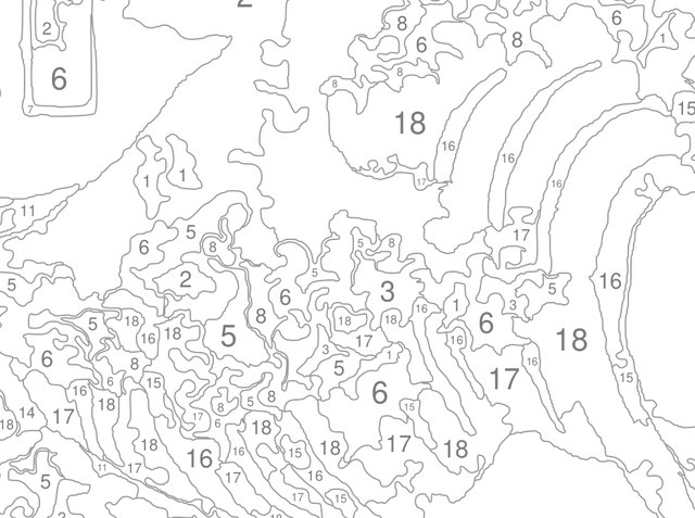Grey outlines with numbers